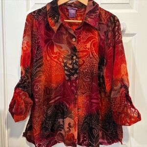 Beverly Drive Burnout Button-Down Blouse